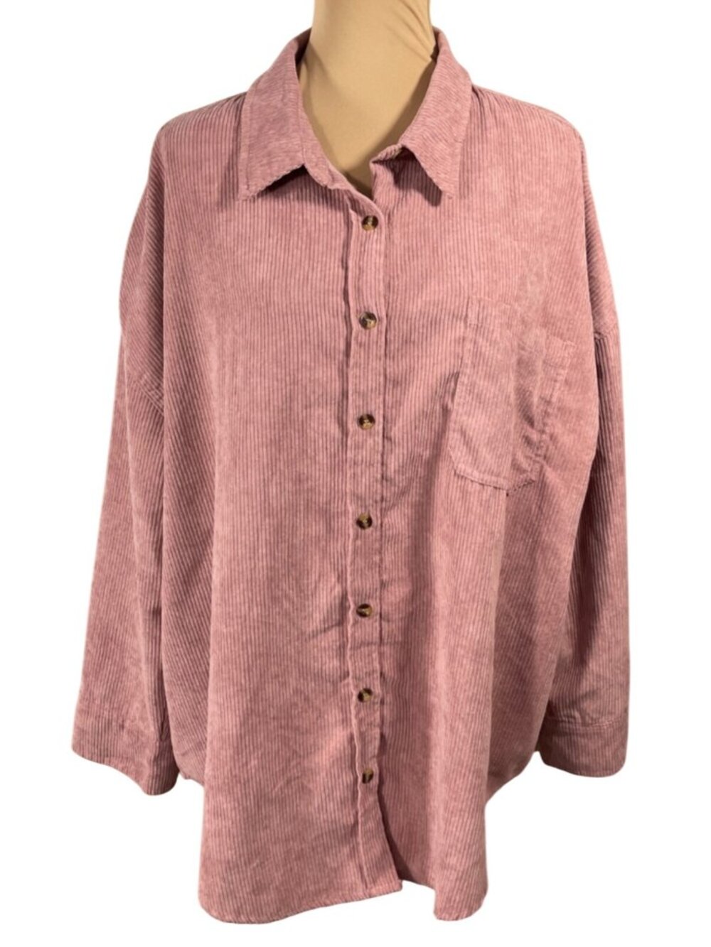 Unbranded Shacket Jacket Shirt Size 2XL Rose Pink Corduroy Button Front